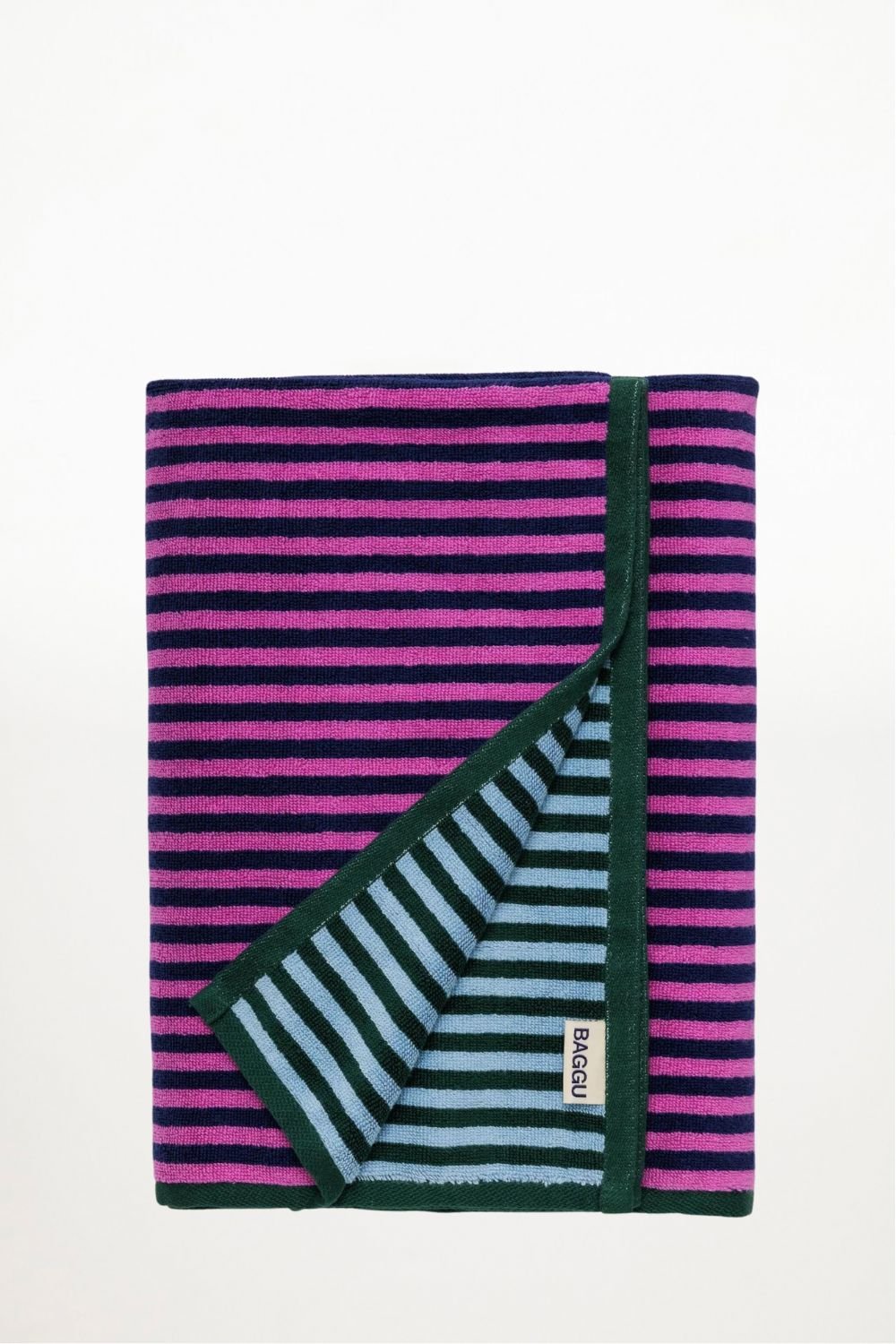 Baggu - Bath Towel - Pink Green Candy Stripe - Ensemble Studios