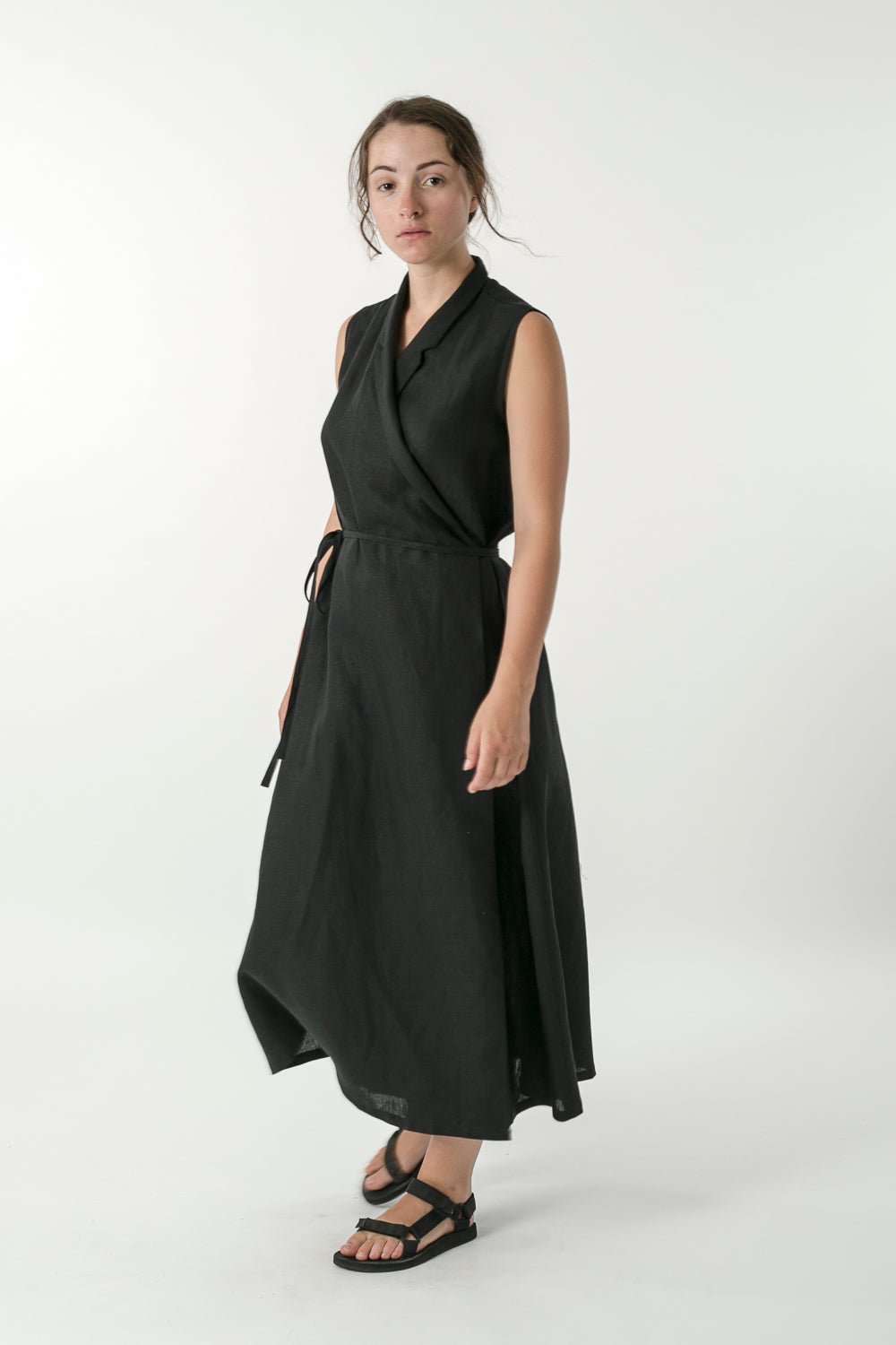 Hemp Linen Sleeveless Wrap Dress - Ensemble Studios