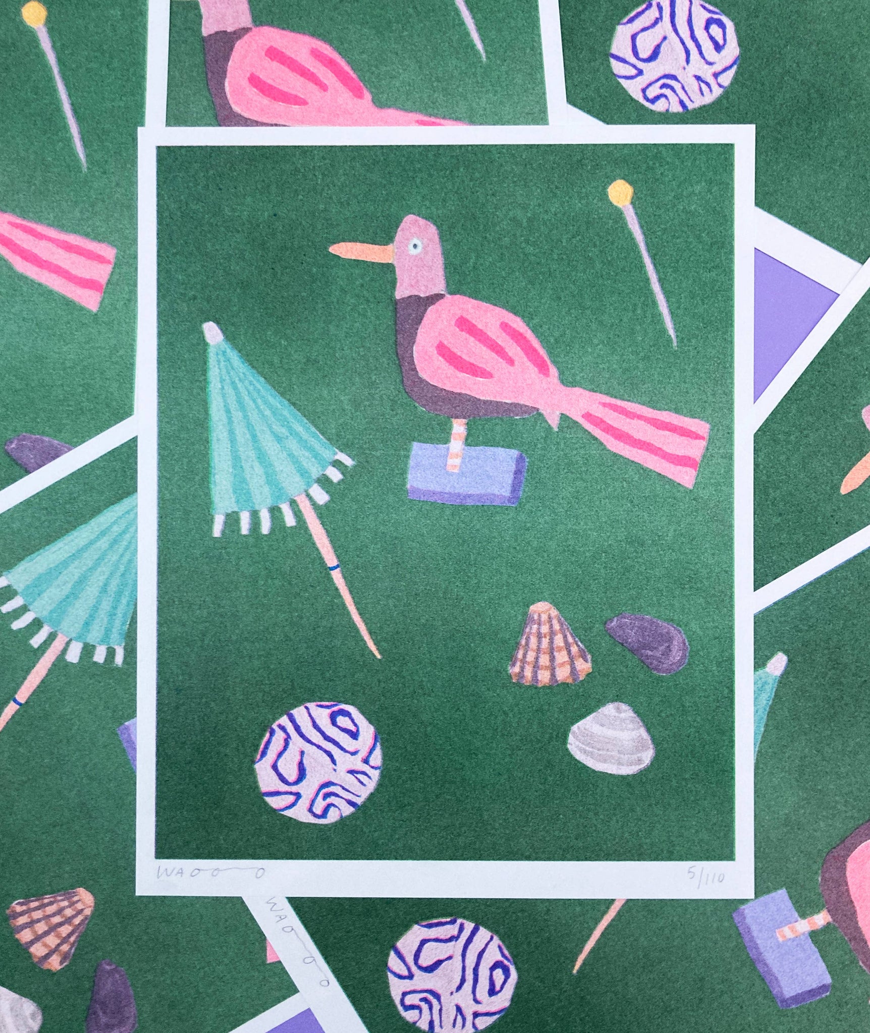 We Are Out of Office - A Risograph Print of a Gouache Painting of a Mini Collection