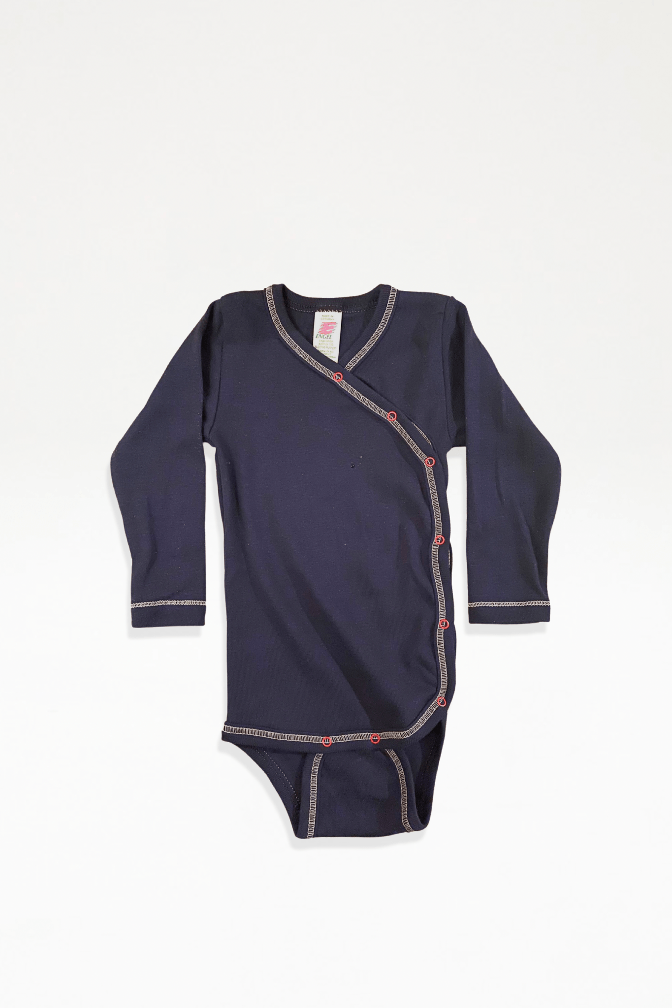 Engel - Baby Organic Cotton Long Sleeved Wrap Bodysuit - Navy - Ensemble Studios