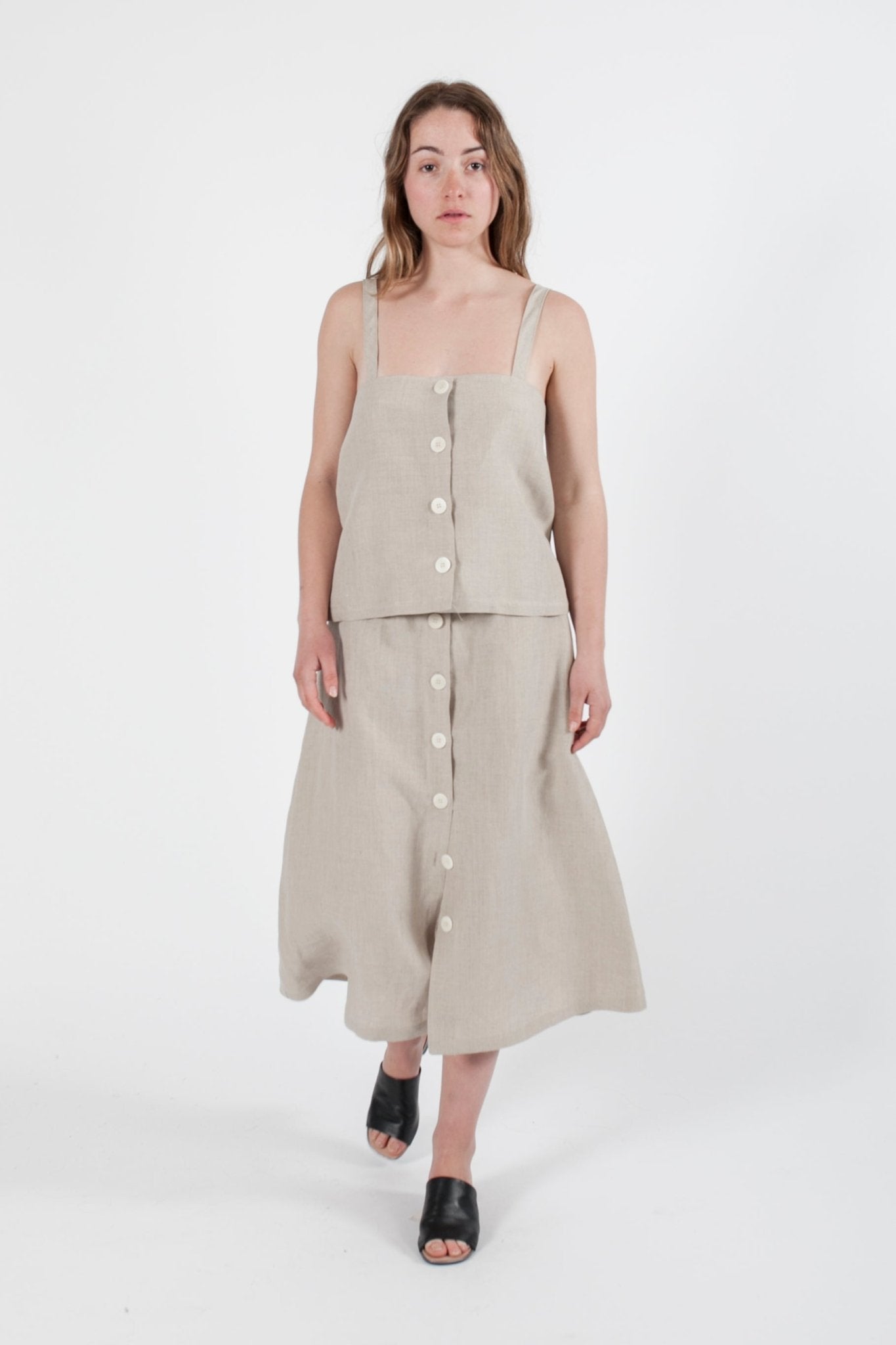 Hemp Linen Button Down Skirt - Ensemble Studios