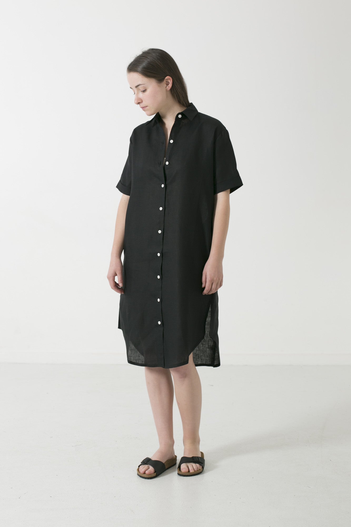 Hemp Linen Short Sleeve Shirtdress - Ensemble Studios