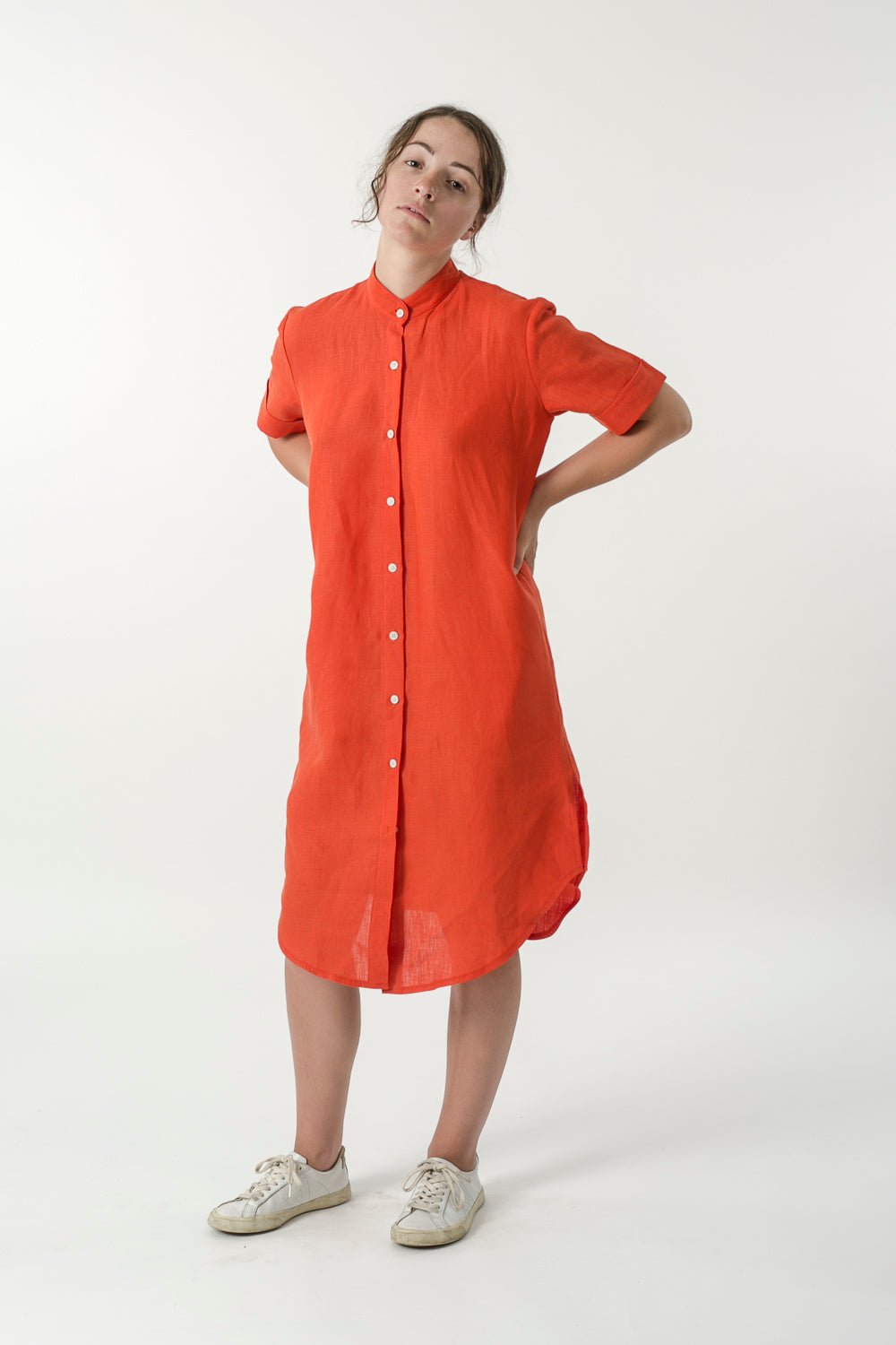 Hemp Linen Short Sleeve Shirtdress - Ensemble Studios