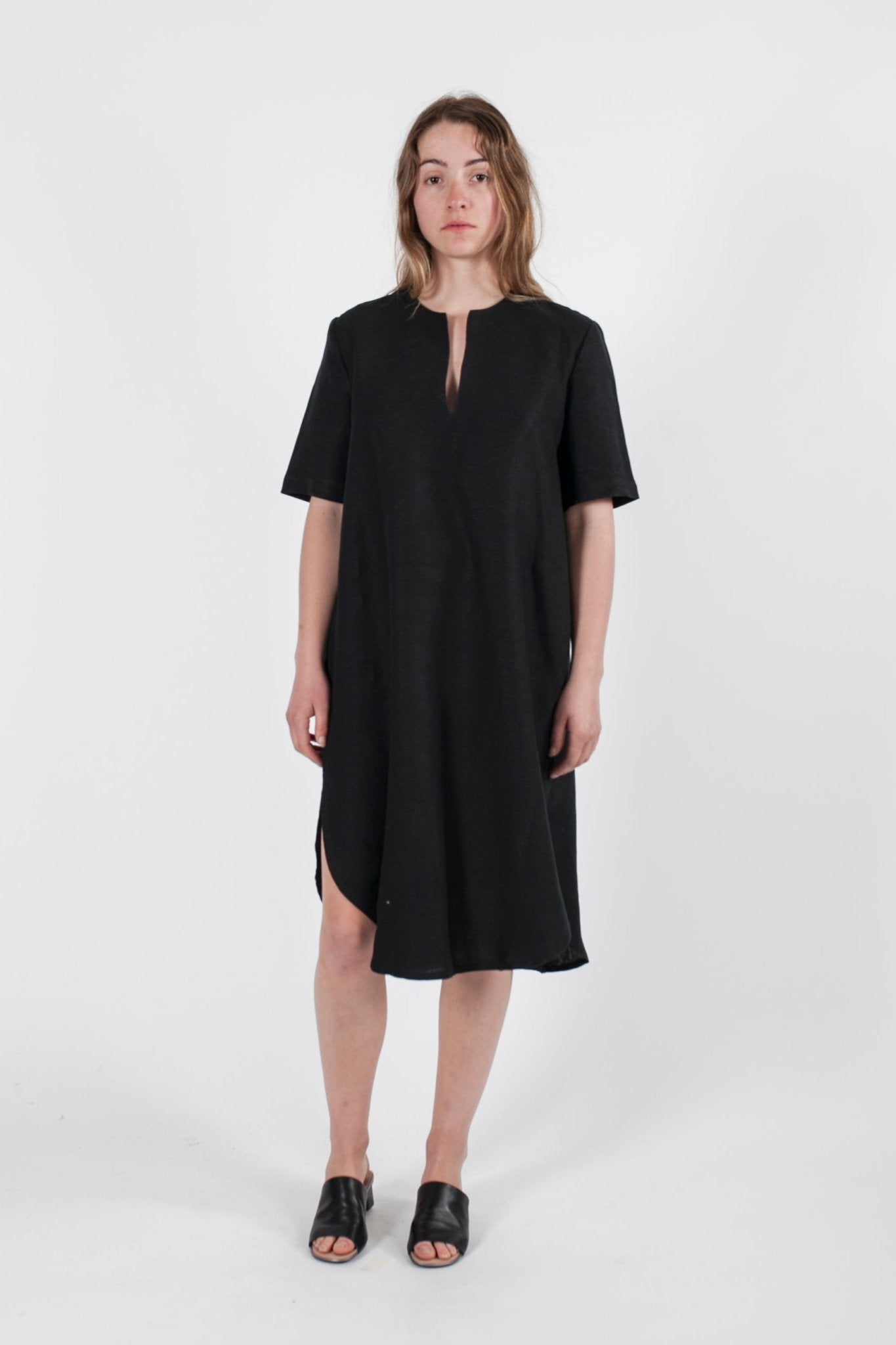 Hemp Linen Short Sleeve Tunic Dress - Ensemble Studios