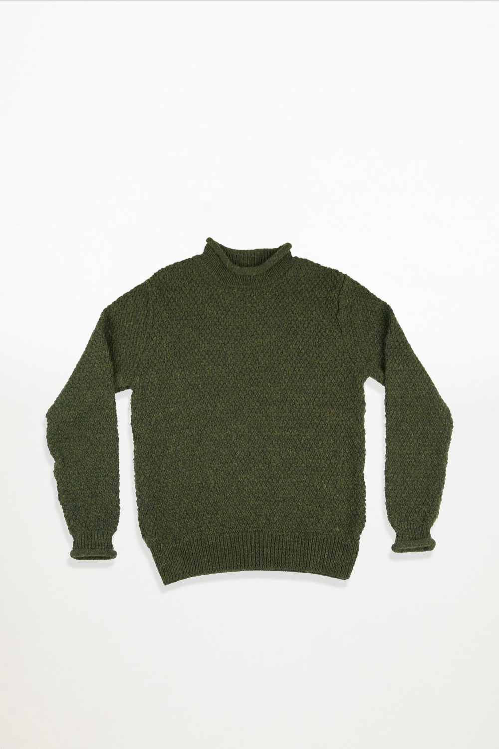 Mars Knitwear - British Wool Moss Stitch Roll Neck - Loden - Ensemble Studios