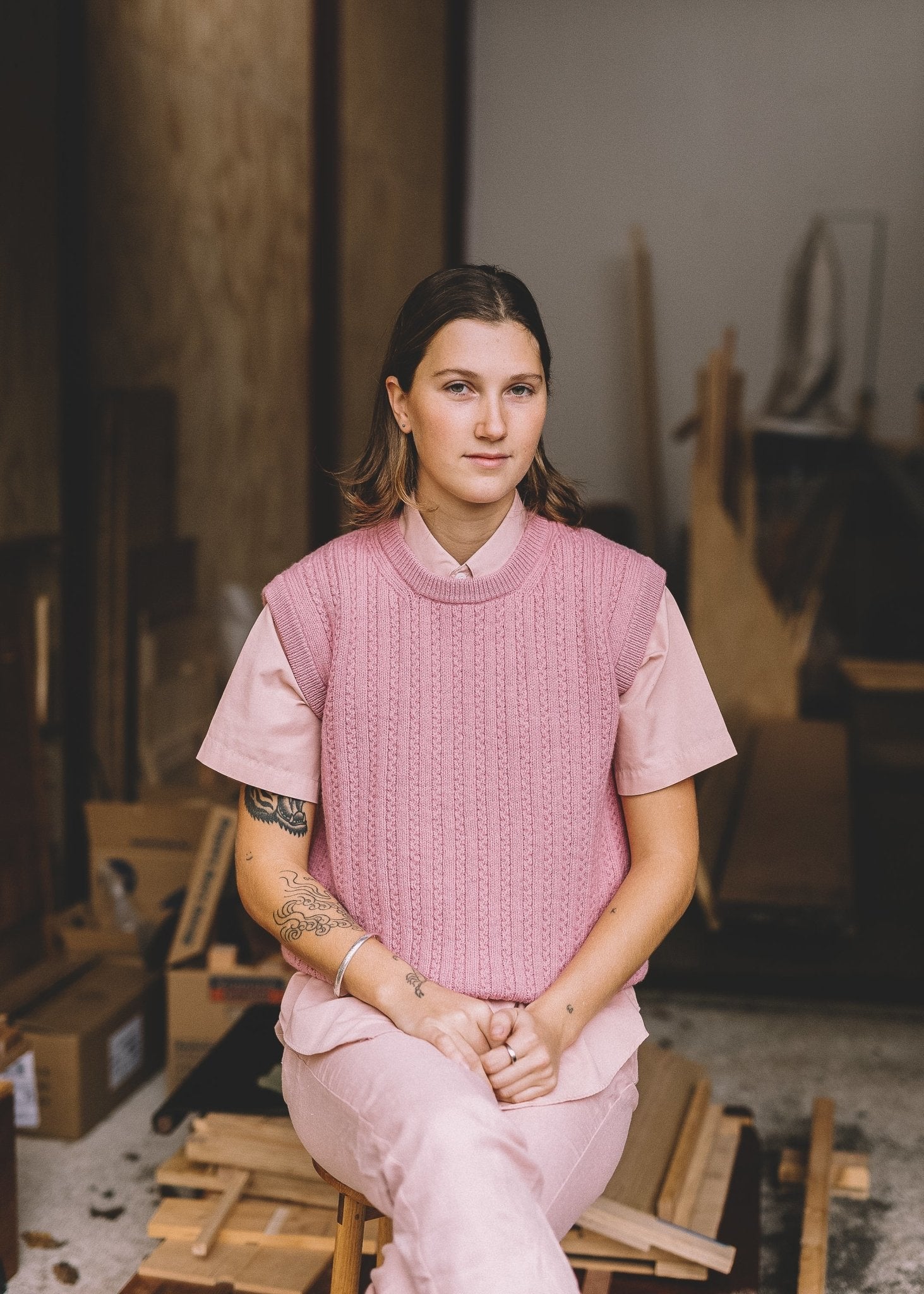 Mars Knitwear - Merino Wool Vest - Rosa - Ensemble Studios