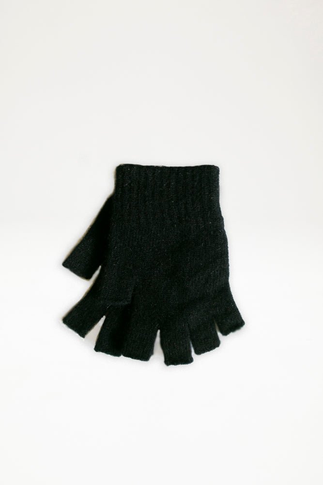 Possum Merino Open Finger Gloves - Black - Ensemble Studios