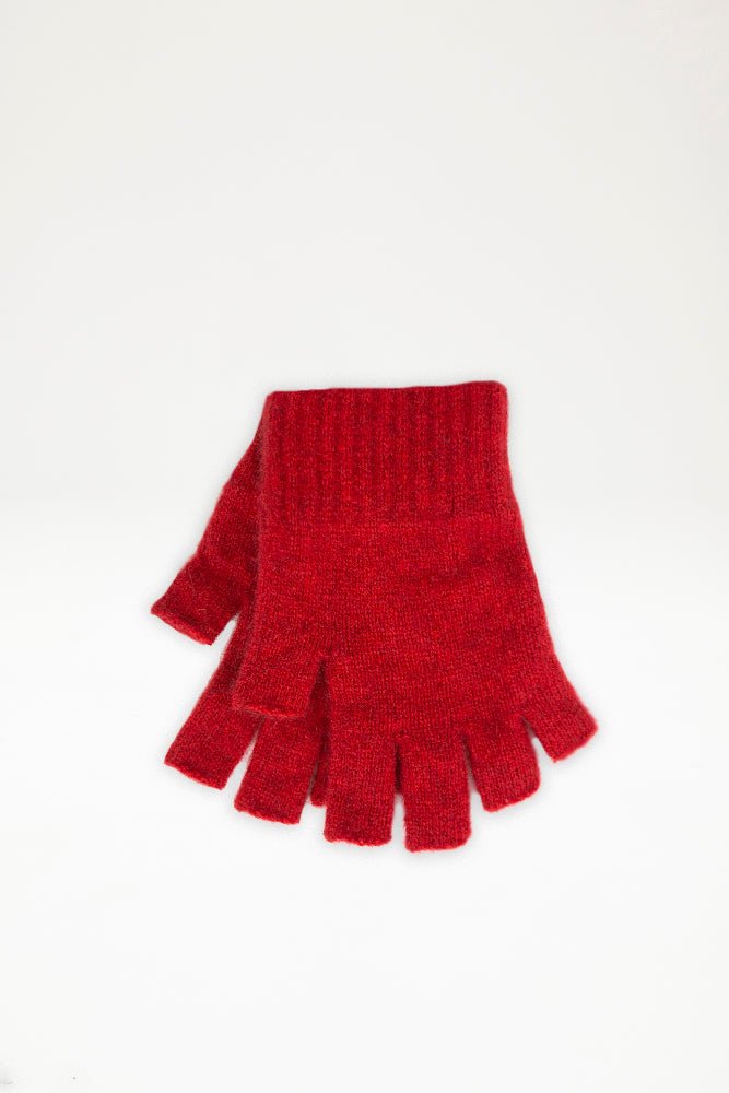 Possum Merino Open Finger Gloves - Red - Ensemble Studios