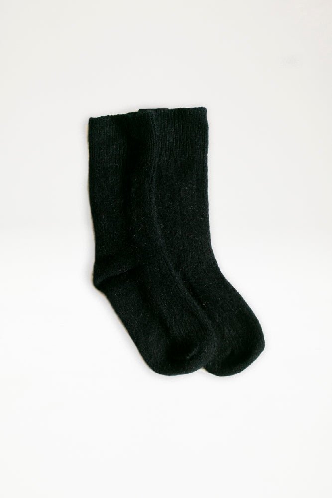 Possum Merino Rib Socks - Black - Ensemble Studios