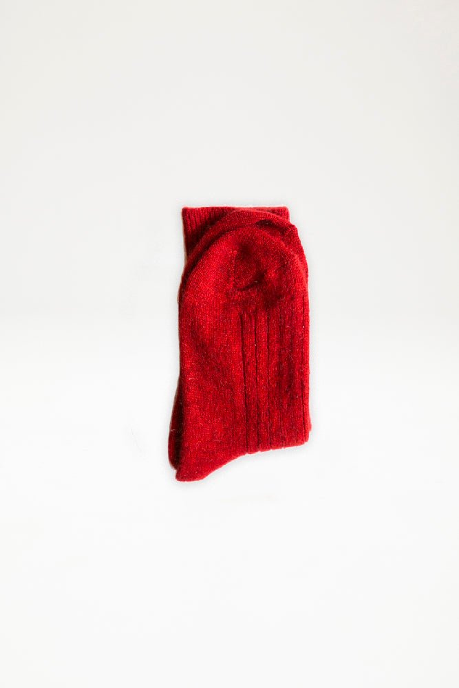 Possum Merino Rib Socks - Red - Ensemble Studios