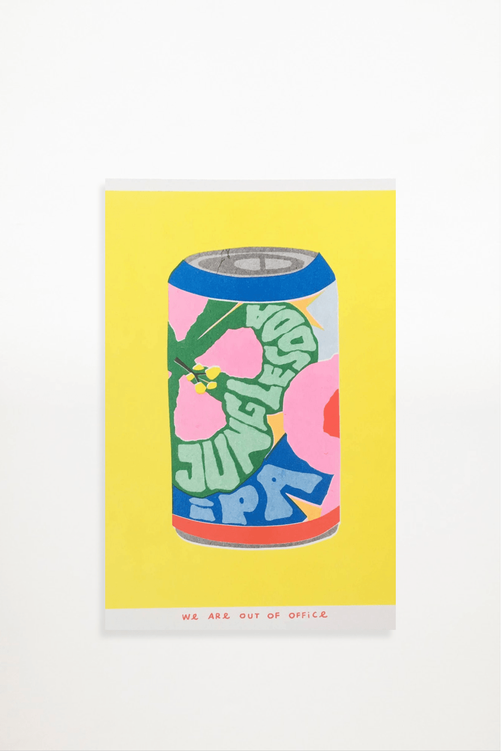 We are out of office - A risograph print of a can of Jungle Soda IPA - Ensemble Studios