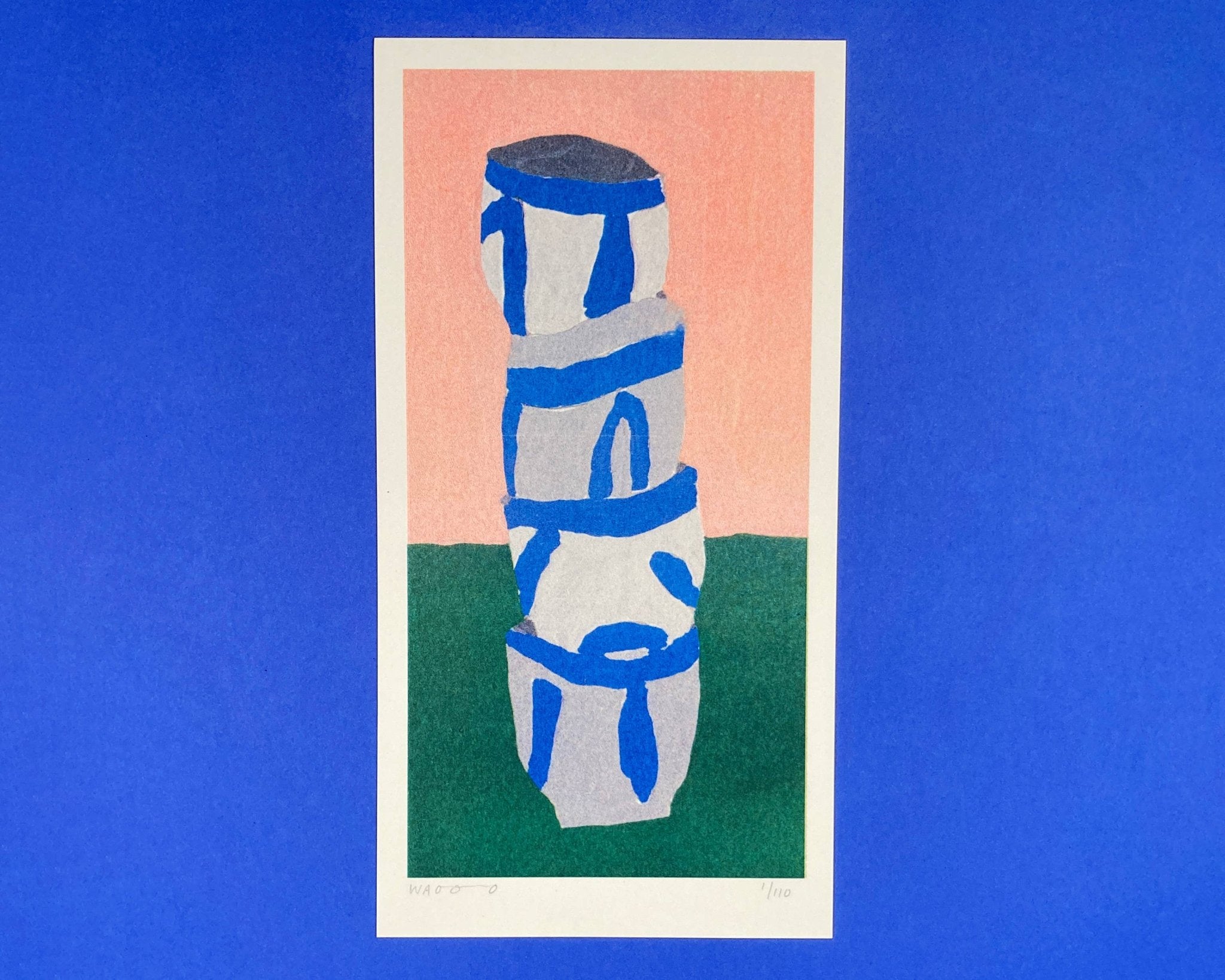 We Are Out of Office - A Risograph Print of a Gouache Painting of a Stack Minibowls - Ensemble Studios