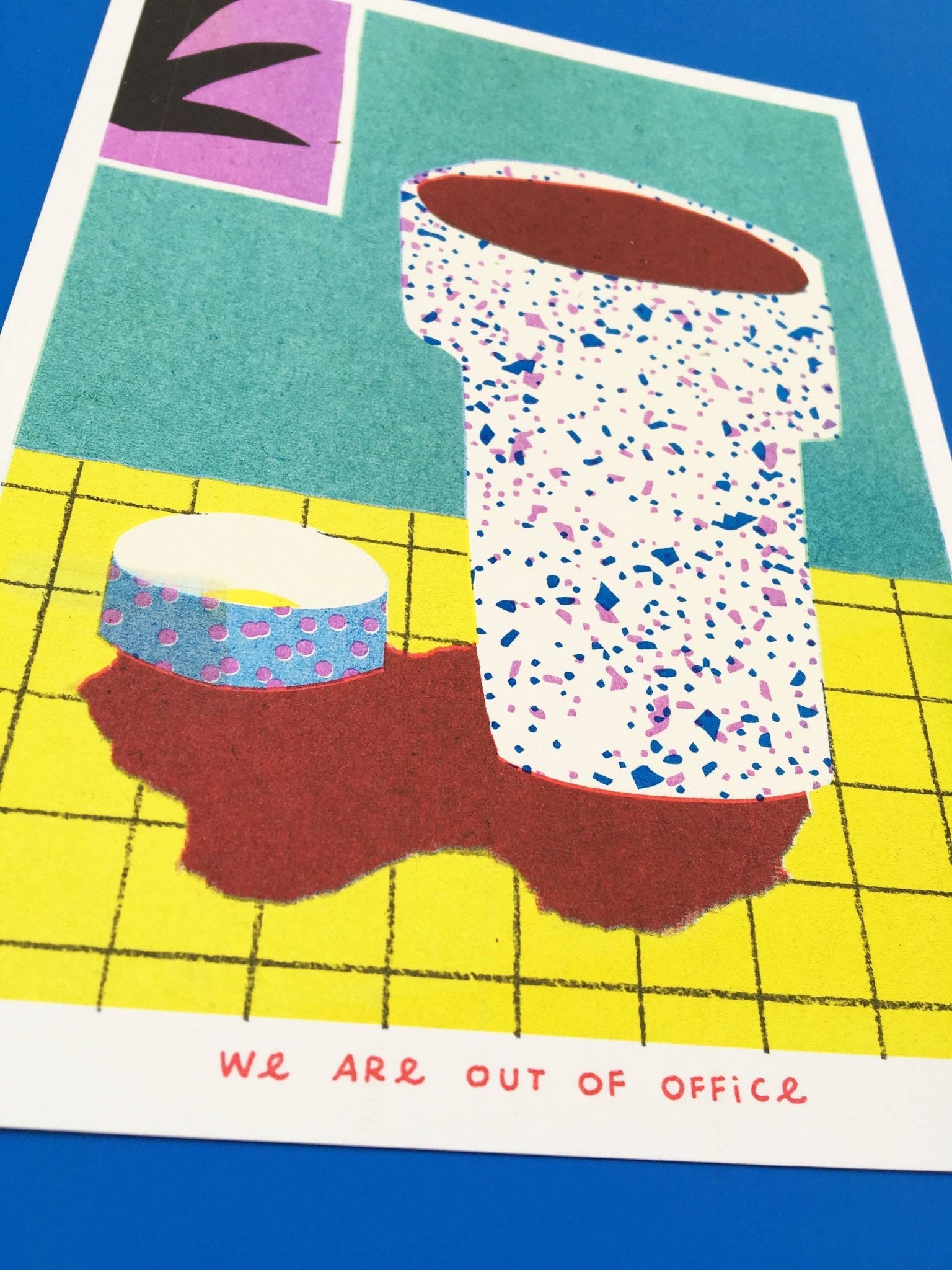 We Are Out of Office - A Risograph Print of a Still Life Favourite Cups - Ensemble Studios